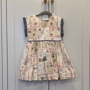 Pink Chicken Postcard Print Kids Dress